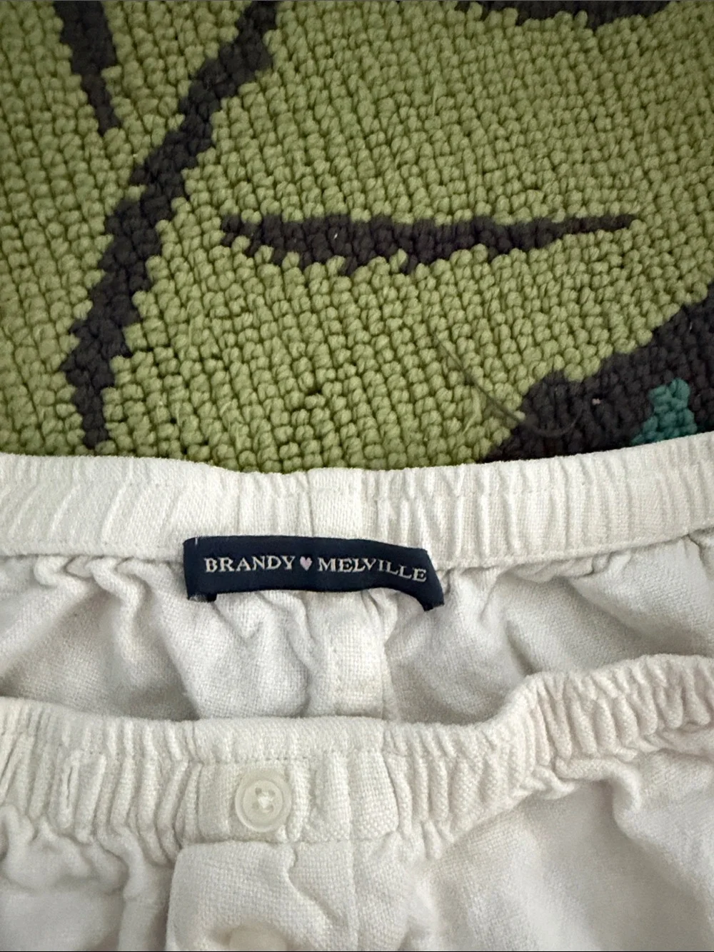 Brandy Melville White Cotton Button-Front Lounge Shorts